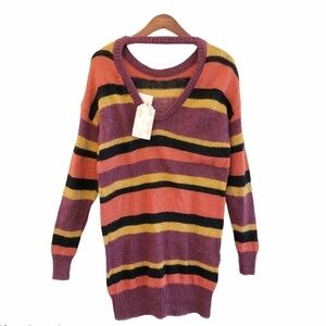 BAND OF GYPSIES NWT Striped Mohair Wool Blend Knit Sweater Dress Size Medium